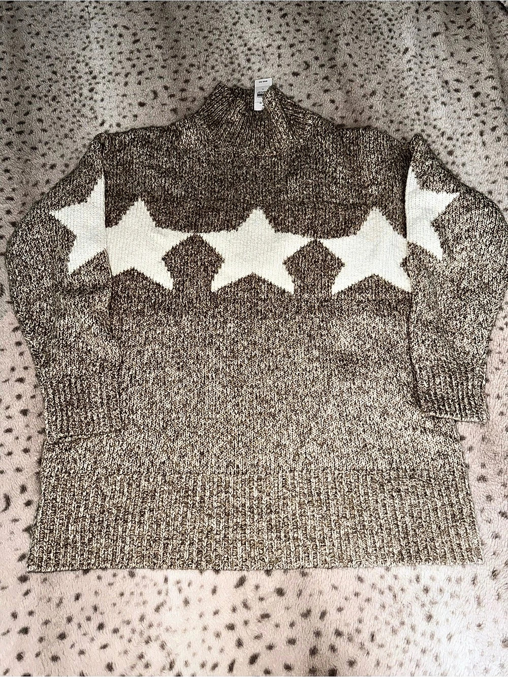 Lou & Grey Star Intarsia Mock Neck Sweater Size Small